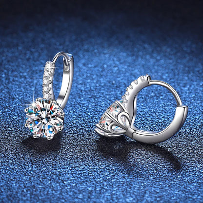 2 Carat Moissanite Drop Earrings Sterling Silver Solitaire Studs For Women
