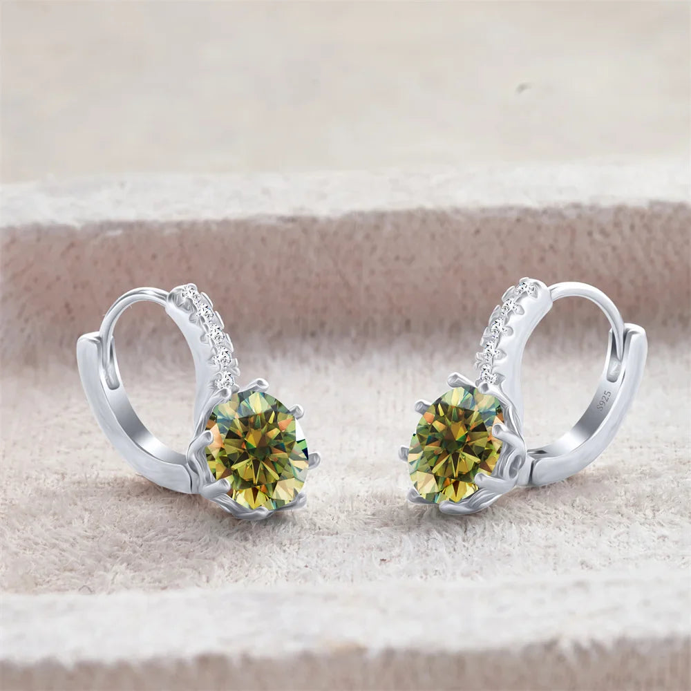 2 Carat Moissanite Drop Earrings Sterling Silver Solitaire Studs For Women