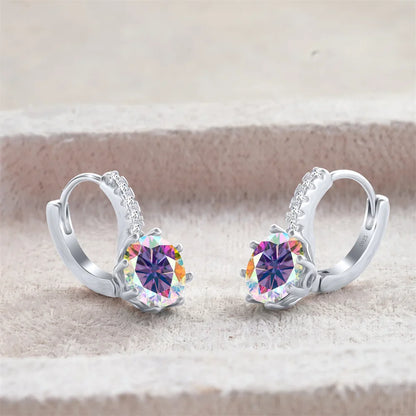 2 Carat Moissanite Drop Earrings Sterling Silver Solitaire Studs For Women