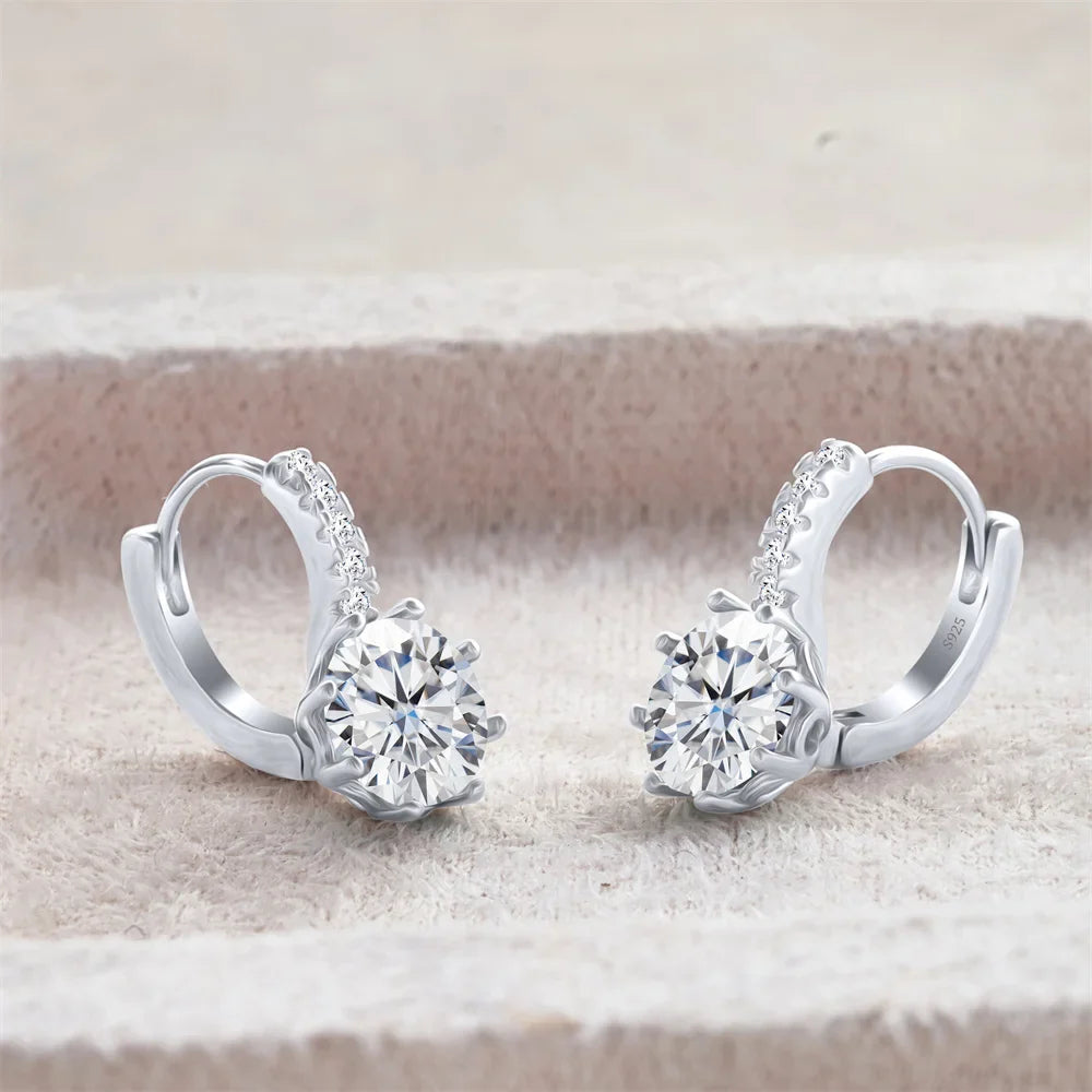 2 Carat Moissanite Drop Earrings Sterling Silver Solitaire Studs For Women