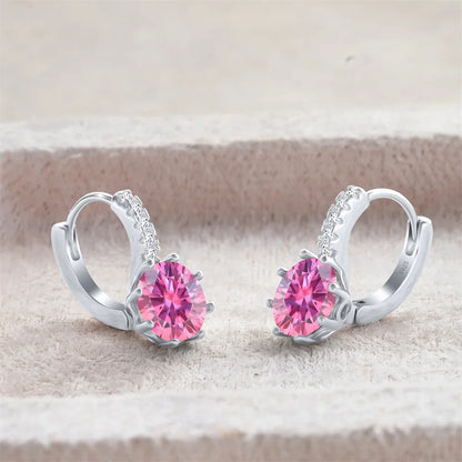 2 Carat Moissanite Drop Earrings Sterling Silver Solitaire Studs For Women