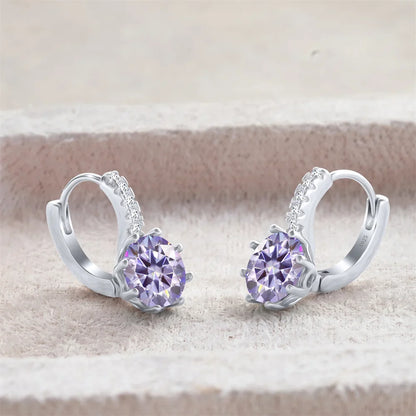 2 Carat Moissanite Drop Earrings Sterling Silver Solitaire Studs For Women