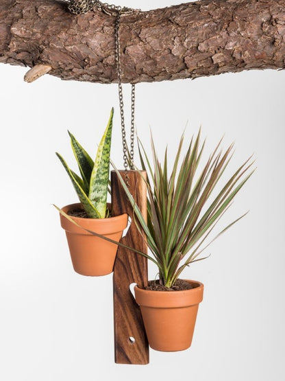 2 Pot Hanging Or Standing Plant Holder For 4in-6in Terra Cotta Pots