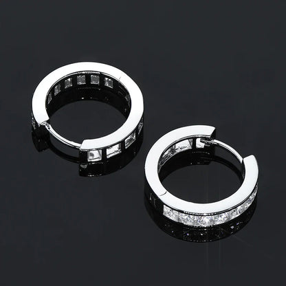 2.5mm Moissanite Hoop Huggie Earrings 925 Sterling Silver Unisex Certified Pair