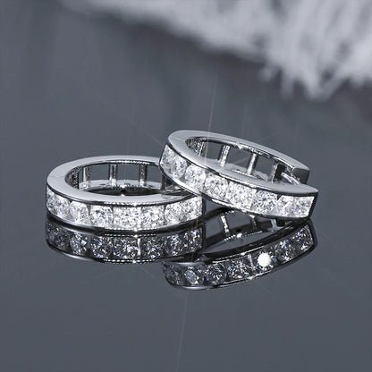 2.5mm Moissanite Hoop Huggie Earrings 925 Sterling Silver Unisex Certified Pair