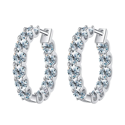 2.6ct D Moissanite 925 Sterling Silver Huggie Hoop Earrings for Women Wedding