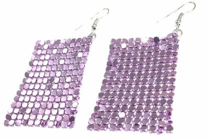 Shimmer Mesh Drop Earrings 2.5 Inch Lightweight For Women
