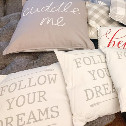 Follow Your Dreams 16in Canvas Pillow Rustic Farmhouse Arrow Throw
