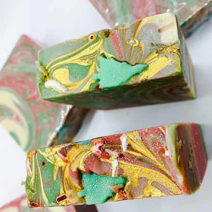 Limited Edition Christmas Tree Vegan Soap 5-6oz Handcrafted Holiday Scented Stocking Stuffer
