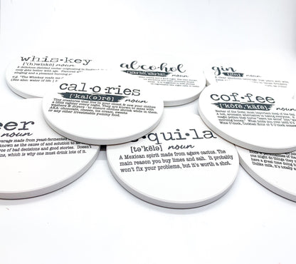 Funny Drink Definition Coasters Set Dictionary Quote Coasters For Bar And Countertop Decor