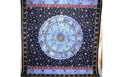 Blue Zodiac Horoscope Astrological Wall Tapestry Home Decor