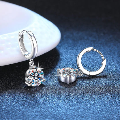 2ct Moissanite Drop Earrings 925 Sterling Silver Bridal Wedding