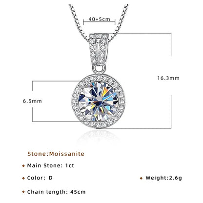 2Ct Moissanite Necklace Earrings Set Sterling Silver 925 Wedding Jewelry