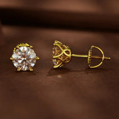 2Ct Moissanite Round Stud Earrings VVS1 D Color S925 Sterling Silver Screw Back