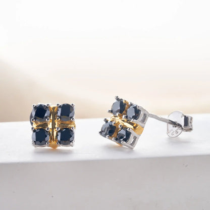 3mm Black Moissanite Stud Earrings 925 Sterling Silver Certified Gift