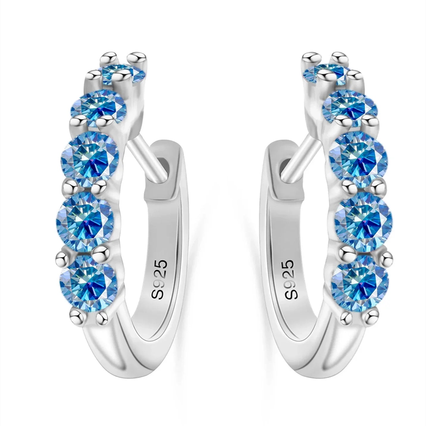 1ct D Color 3mm Moissanite Hoop Charm Earrings 925 Sterling Silver Women