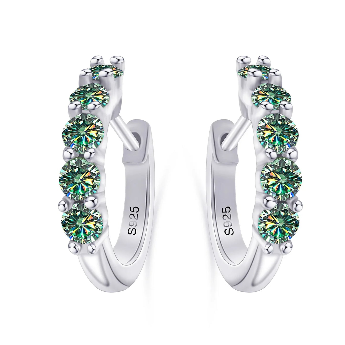 3mm Moissanite 10-Stone Stud Earrings 925 Sterling Silver For Women
