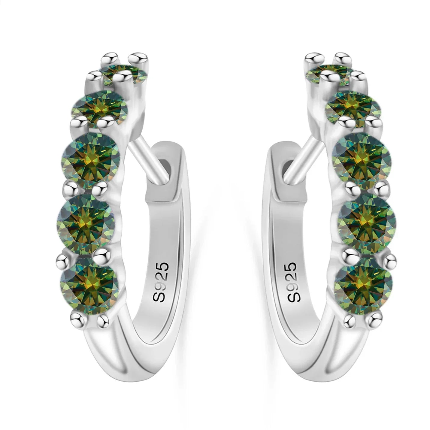 1ct D Color 3mm Moissanite Hoop Charm Earrings 925 Sterling Silver Women