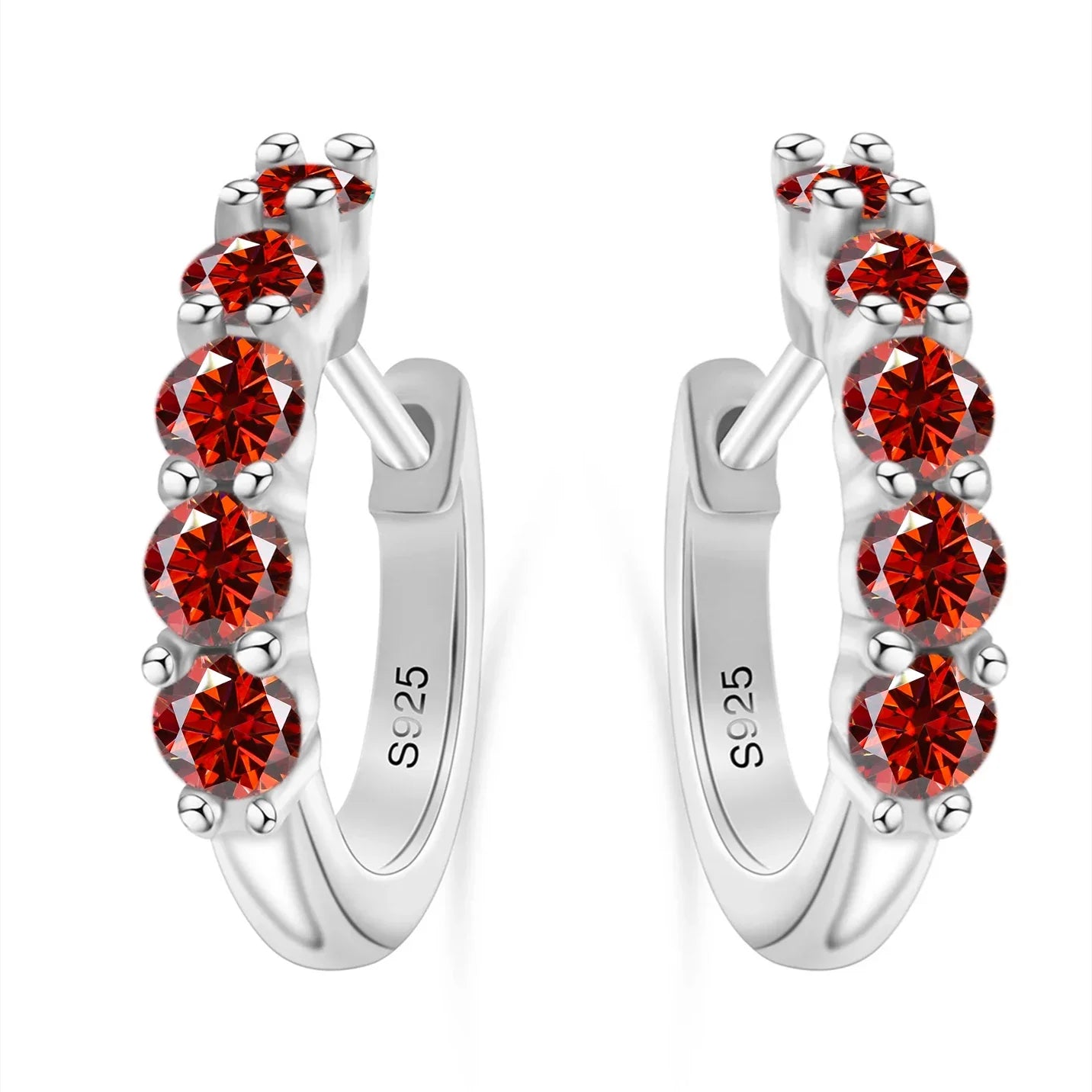 1ct D Color 3mm Moissanite Hoop Charm Earrings 925 Sterling Silver Women