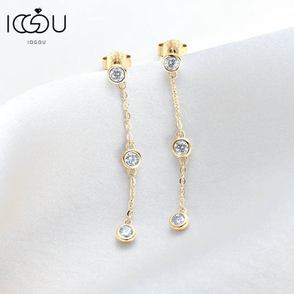 3mm VVS1 Moissanite Long Drop Tassel Earrings 925 Silver Bezel Set Dangle