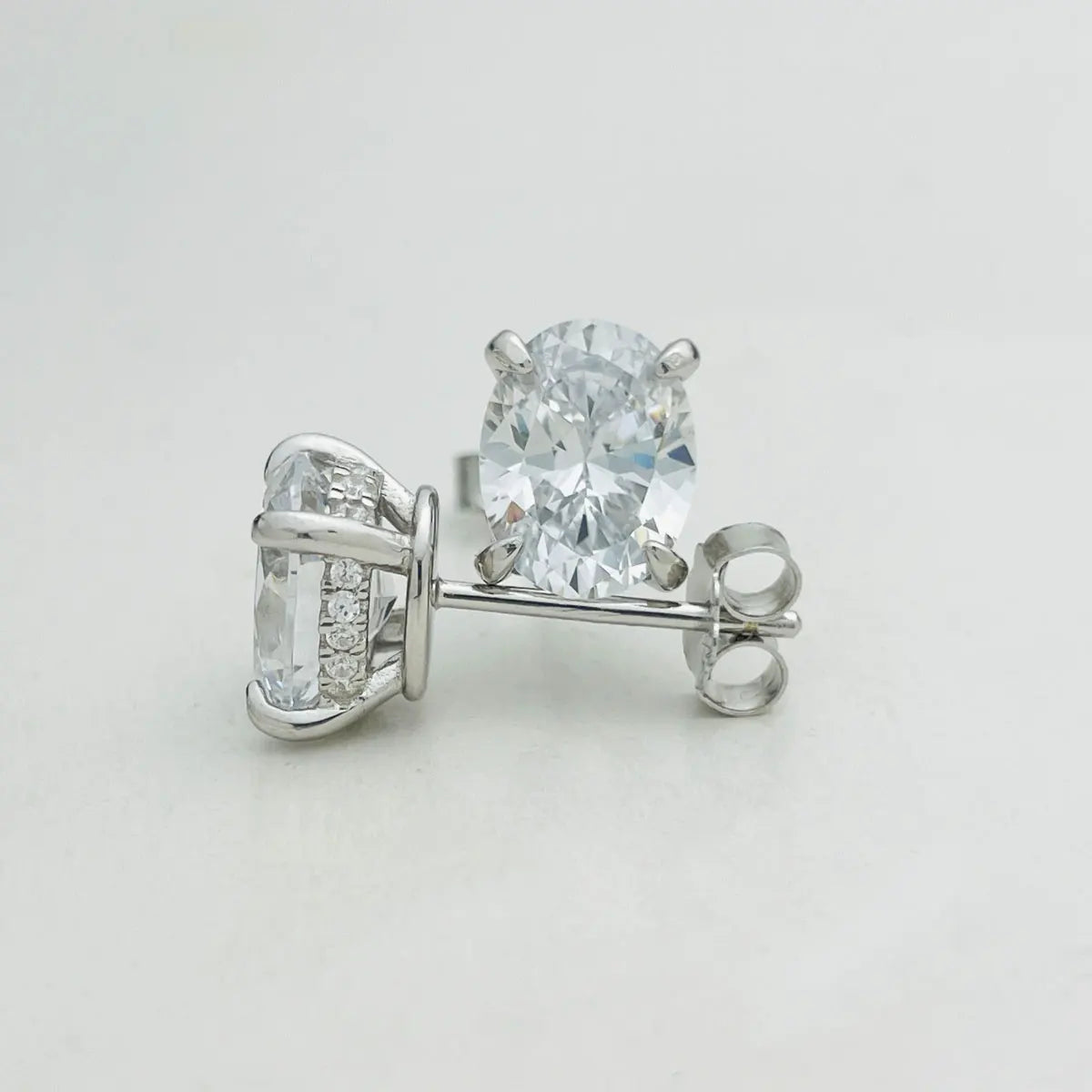 4 Ct Oval Moissanite Stud Earrings 925 Sterling Silver VVS D Color GRA