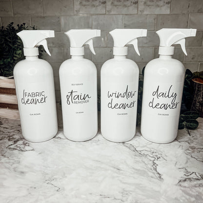 32oz Refillable White Plastic Cleaning Dispenser Bottle Reusable