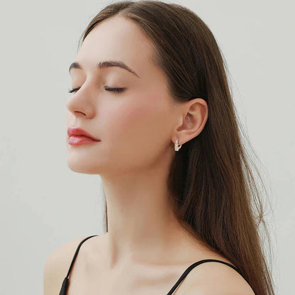 4-Stone Drop Hoop Earrings 925 Sterling Silver Moissanite D VVS1 Clip