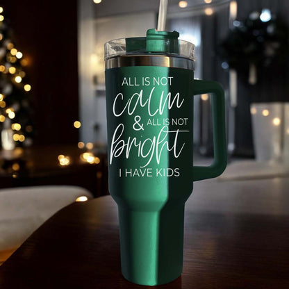 40oz Insulated Tumbler With Handle Lid And Straw Mama's Little Helper Red
