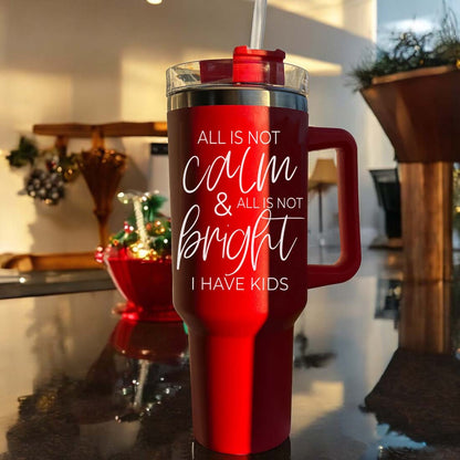 40oz Insulated Tumbler With Handle Lid And Straw Mama's Little Helper Red