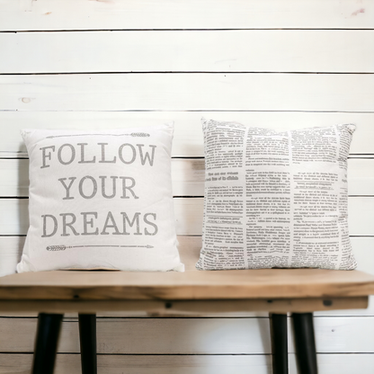 Follow Your Dreams 16in Canvas Pillow Rustic Farmhouse Arrow Throw