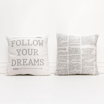 Follow Your Dreams 16in Canvas Pillow Rustic Farmhouse Arrow Throw