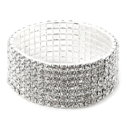 7 Row Stretch Rhinestone Bracelet Gold Crystal Sparkle