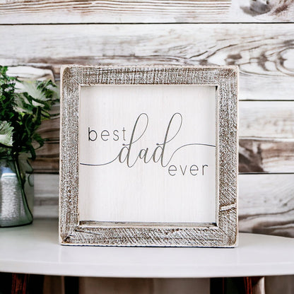 Best Dad Ever Wooden Framed Sign 5x5 Gift For Fathers Day Birthday Home Decor