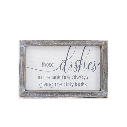 Funny Kitchen Wood Sign Those Dishes In The Sink Are Always Giving Me Dirty Looks Farmhouse