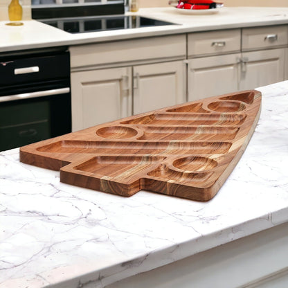 Oversized Acacia Wood Christmas Tree Charcuterie Board With Sectioned Serving