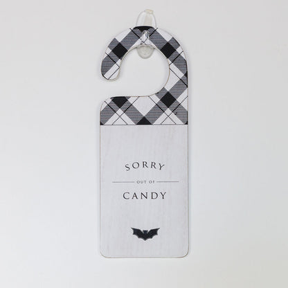 Halloween Double-Sided Door Hanger Spooky Cute Door Knob Sign 5x11.5 Black White