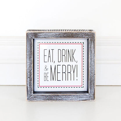 Eat Drink Merry 5 Inch Wood Sign Holiday Kitchen Wall Decor Rustic Christmas Home Accent