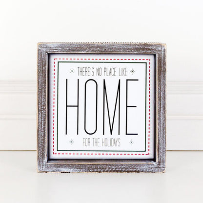 Holiday Home Wall Sign 7 Inch Framed Wood Metal Accent No Place Like Home For The Holidays