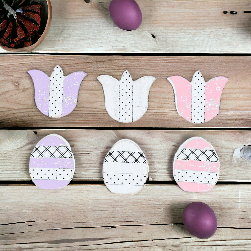 Handmade Wooden Magnetic Spring Magnets Set Of 3 Easter Egg Decorative Fridge Magnets