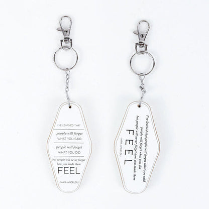Wooden Inspirational Keychains Double Sided Engraved Motivational Messages Vertical Horizontal