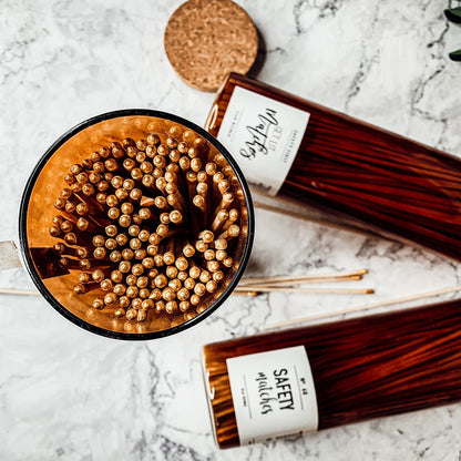 9 Inch Apothecary Matches Extra Large Safety in Amber Glass Jar With Cork Lid