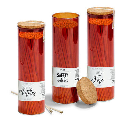 9 Inch Apothecary Matches Extra Large Safety in Amber Glass Jar With Cork Lid