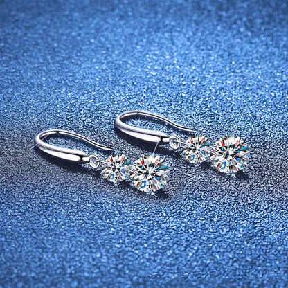 925 Sterling Silver 1.5ct Double Round Moissanite Stud Earrings For Women