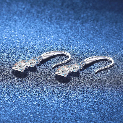925 Sterling Silver 1.5ct Double Round Moissanite Stud Earrings For Women