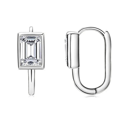 925 Sterling Silver 2x1ct Rectangular Moissanite Stud Earrings Unisex