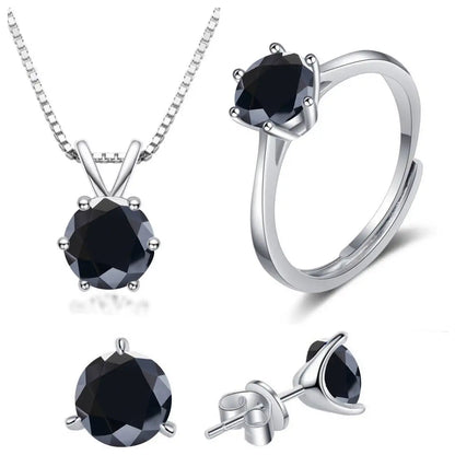 925 Sterling Silver 1ctx4 D Moissanite Necklace Earrings Set Bridal Jewelry