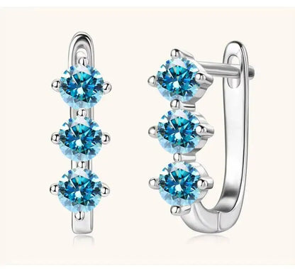 925 Sterling Silver Moissanite Hoop Earrings.1ct 6D For Women Valentine Gift