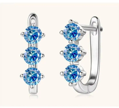 925 Sterling Silver Moissanite Hoop Earrings.1ct 6D For Women Valentine Gift