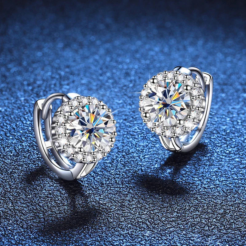 925 Sterling Silver D Color Moissanite Stud Earrings For Women Wedding