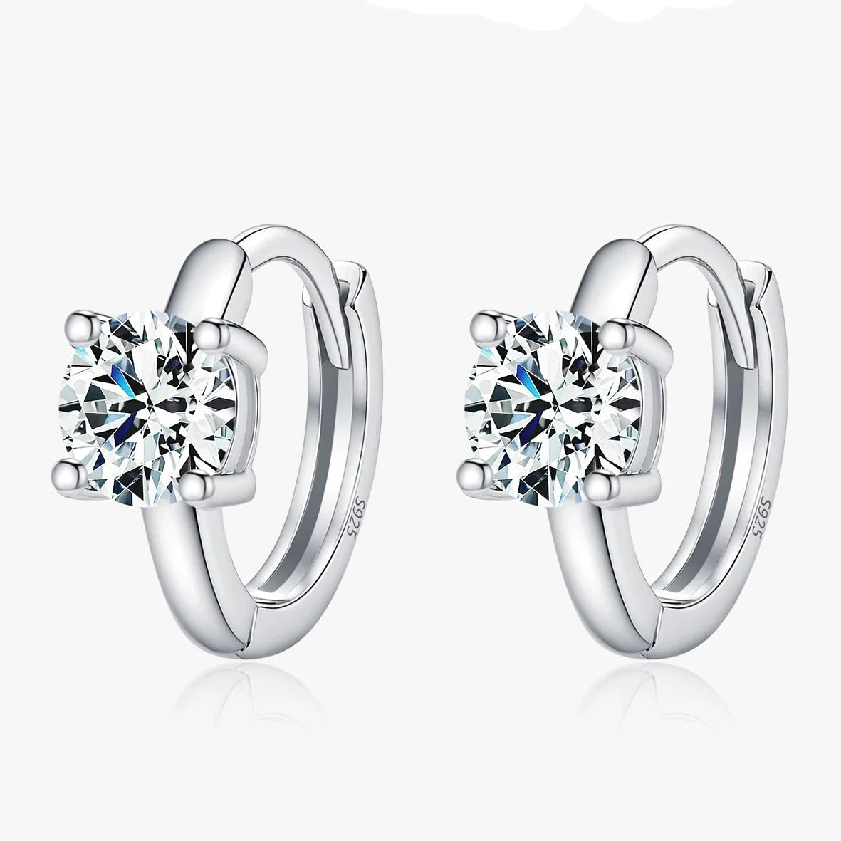 925 Sterling Silver D-Color Round Moissanite Sparkling Hoop Earrings for Women